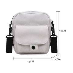 Women Canvas Shoulder Handbags Solid Student Phone Purse Zipper Small Messenger