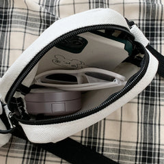 Women Canvas Shoulder Handbags Solid Student Phone Purse Zipper Small Messenger