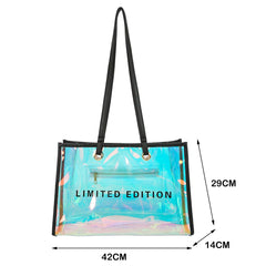 Women Clear Tote PVC Laser Waterproof Transparent Handbags
