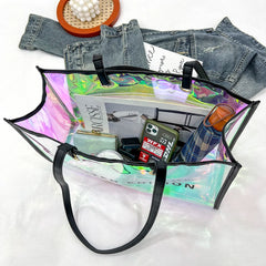 Women Clear Tote PVC Laser Waterproof Transparent Handbags