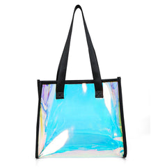 Women Clear Tote PVC Laser Waterproof Transparent Handbags Large Shopper