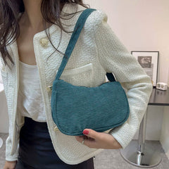 Corduroy Underarm Bag Women Casual Shopper Clutch Shoulder Bolsa