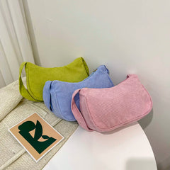 Corduroy Underarm Bag Women Casual Shopper Clutch Shoulder Bolsa