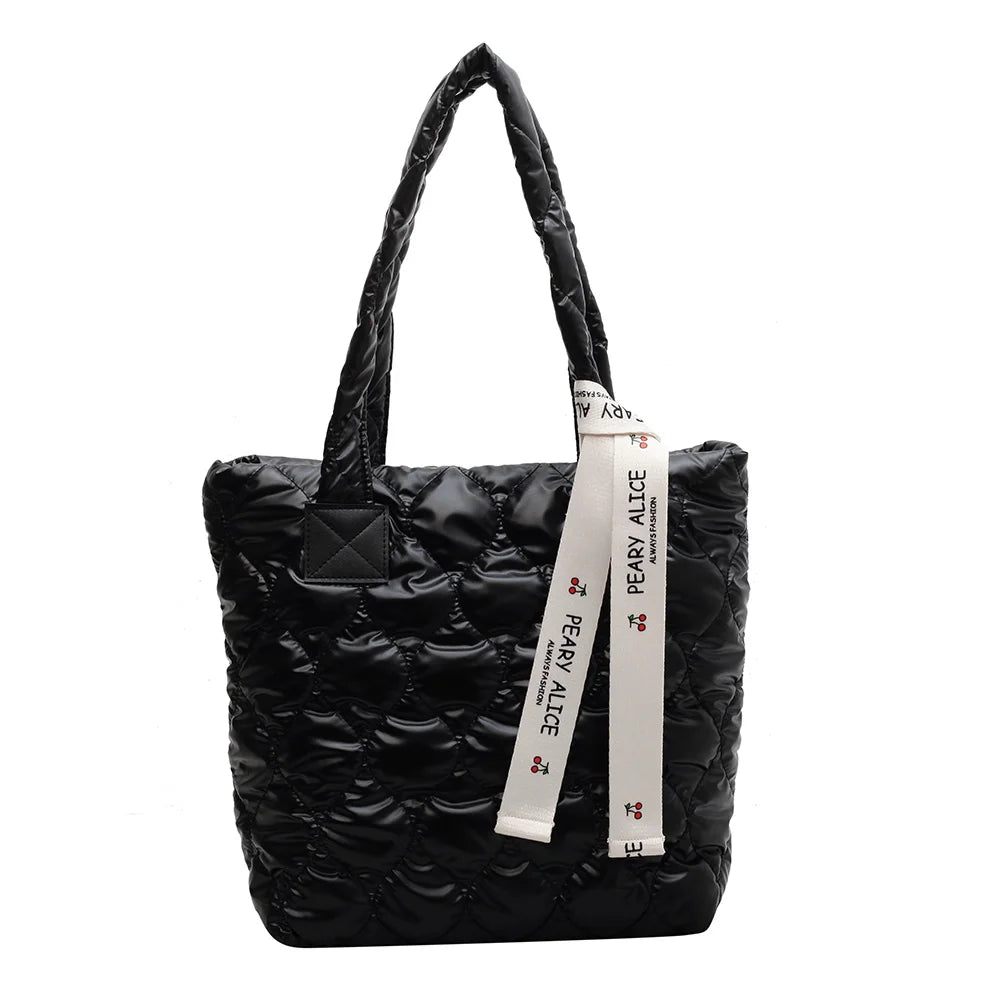 Soft Cotton Tote Bag with Zipper and Ribbon Handle