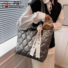 Soft Cotton Tote Bag with Zipper and Ribbon Handle