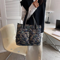 Women Cotton Padded Totes Handbag Large Capacity Nylon Bag