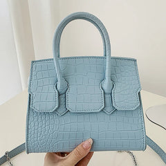 Purple Crocodile Pattern PU Leather Handbag Chain Shoulder Bag