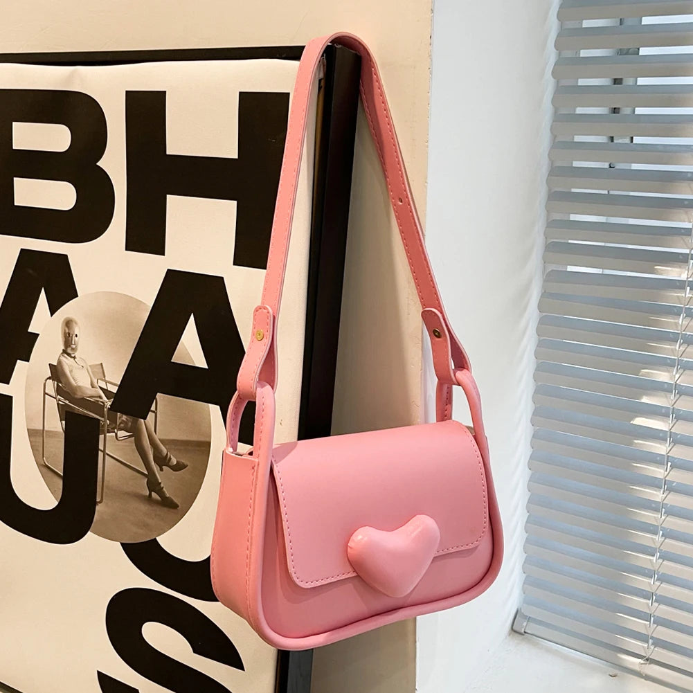 Women Crossbody Bag Love Clasp Shoulder Bag Casual Flap Messenger Handbag
