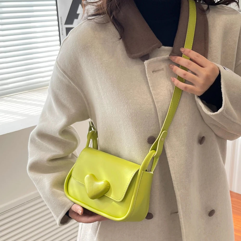 Women Crossbody Bag Love Clasp Shoulder Bag Casual Flap Messenger Handbag