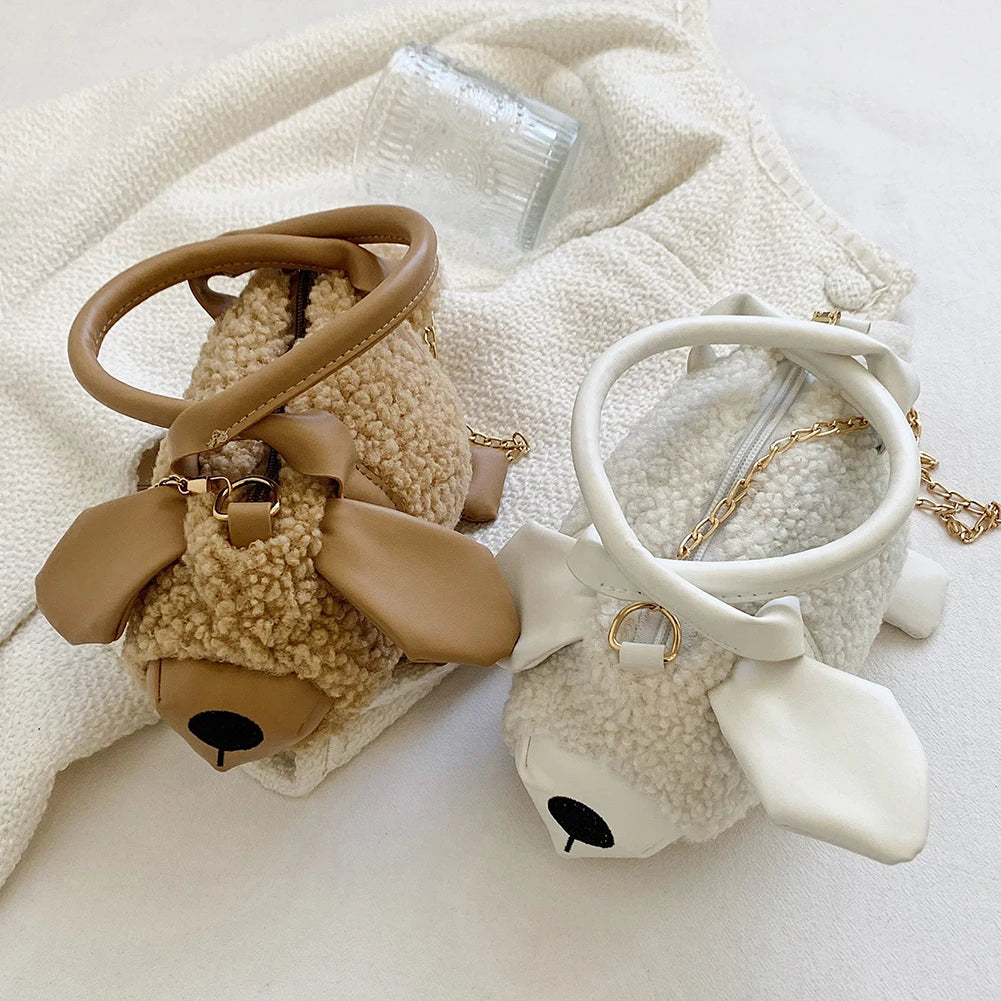 Plush Lamb Shape Crossbody Bag for Women