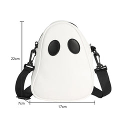 Fun Ghost Crossbody Bag PU Leather Zipper Small Handbag