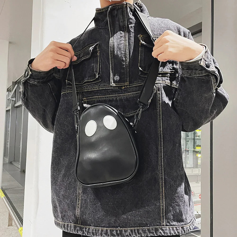Fun Ghost Crossbody Bag PU Leather Zipper Small Handbag