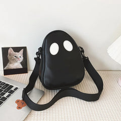 Fun Ghost Crossbody Bag PU Leather Zipper Small Handbag