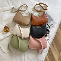 Retro Solid PU Leather Crossbody Handbag Small Square Bag