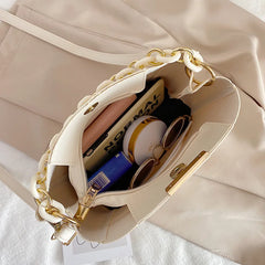 Women Shoulder Bag PU Leather Wild Solid Bucket Crossbody Pack Handbag