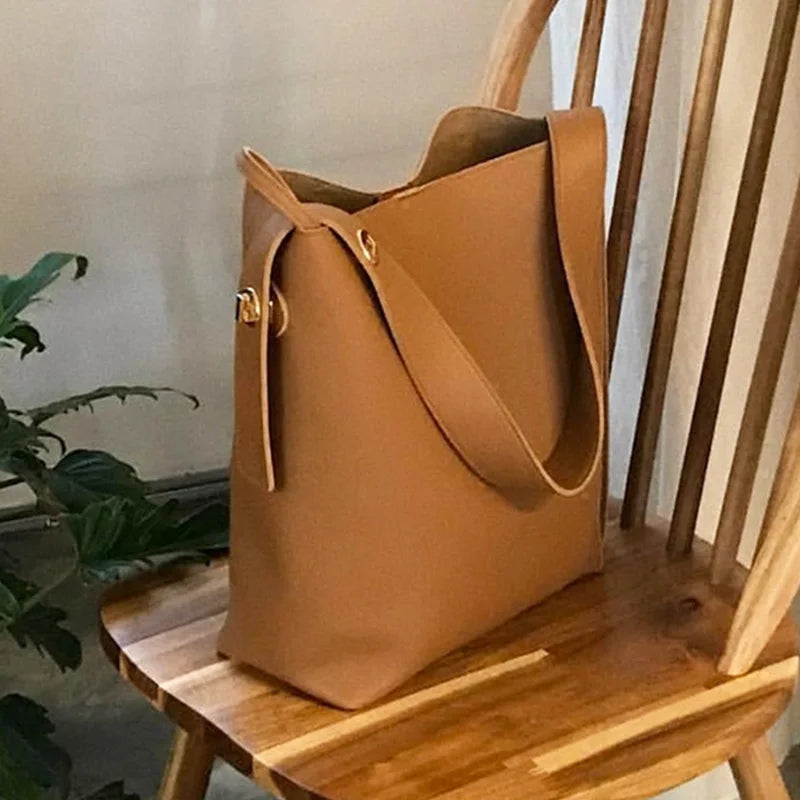 Women Bucket Bag High PU Leather Shoulder Bag Girl Handbags