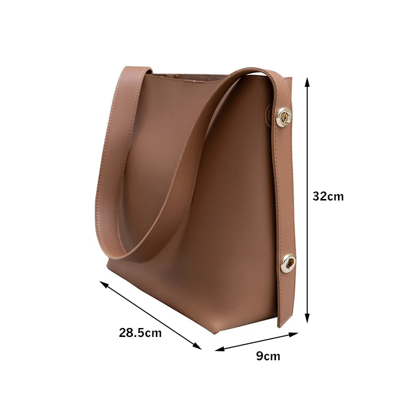 Women Bucket Bag High PU Leather Shoulder Bag Girl Handbags