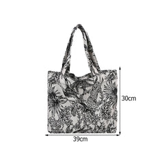 Women Forest Jacquard Canvas Shoulder Shopping Bag Casual Ladies Large Capacity