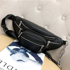 Women Faux Leather Waist Bag Cell Phone Belt Bag Fanny Pack Bum Bag