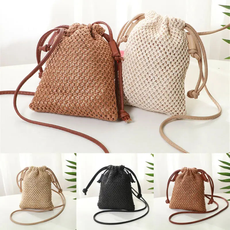 Women Straw Handbag Retro Woven Summer Shoulder Bags
