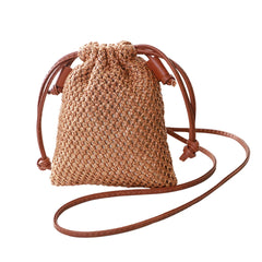 Women Straw Handbag Retro Rattan Woven Beach Shoulder Bags