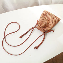 Women Straw Handbag Retro Rattan Woven Beach Shoulder Bags