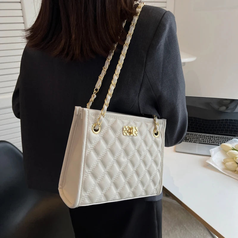 Pu Leather Lattice Women Shoulder Bags Famous Women Bags