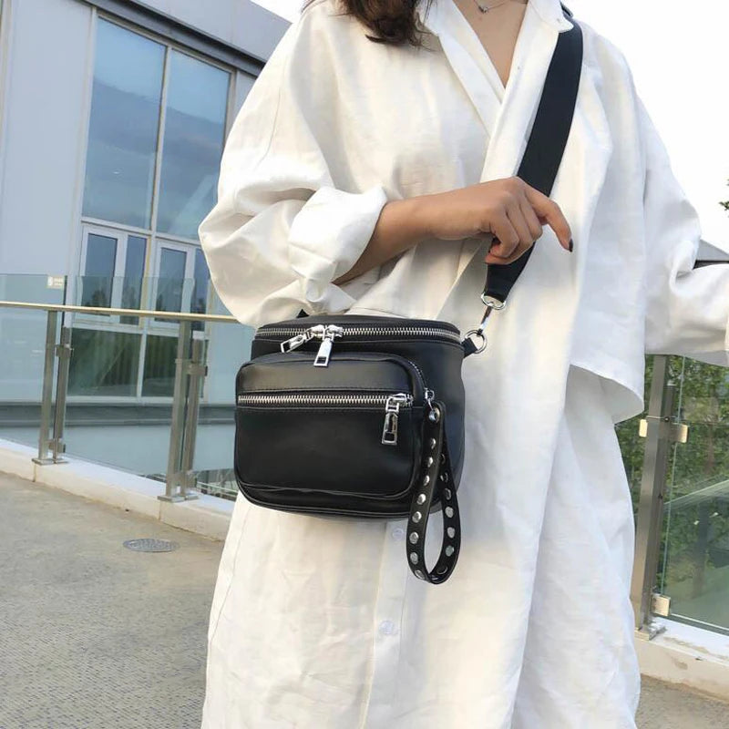 Retro Rivets PU Leather Crossbody Shoulder Bag Ladies Messenger