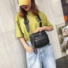 Women Handbags Retro Rivets Pu Leather Crossbody Shoulder Bag Ladies Messenger B