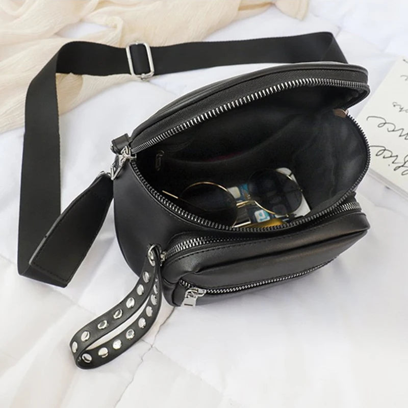 Women Handbags Retro Rivets Pu Leather Crossbody Shoulder Bag Ladies Messenger B