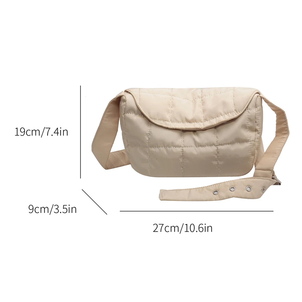 Quilted Cotton Shoulder Bag Solid Rhombus Pattern Crossbody Travel