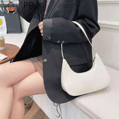 Women Hobo Shoulder Bag Solid Crescent Underarm Bag Nylon Crossbody Handbags
