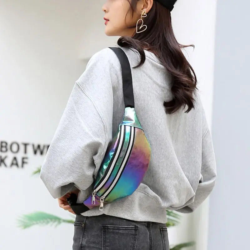 Women Holographic Waist Fanny Pack Belt Bag Pouch Travel