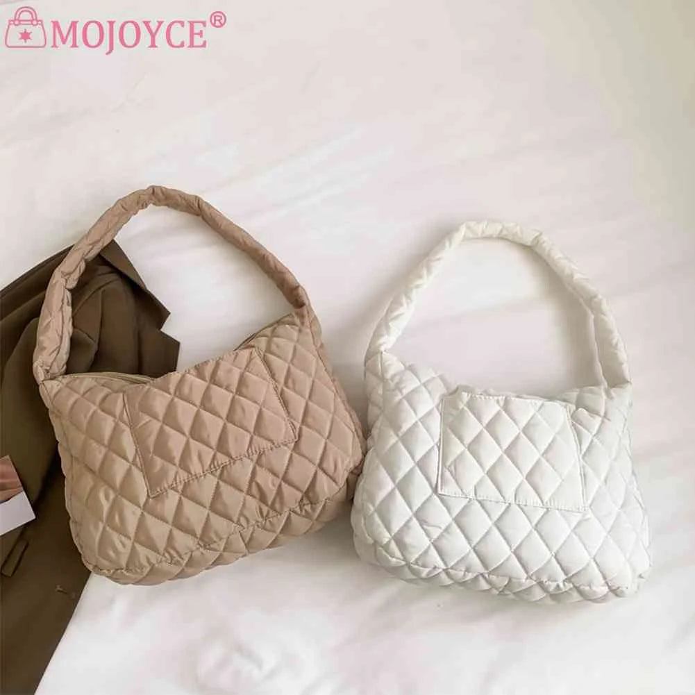 Women's Cotton-padded Quilted Handbag Tote - Winter Style
