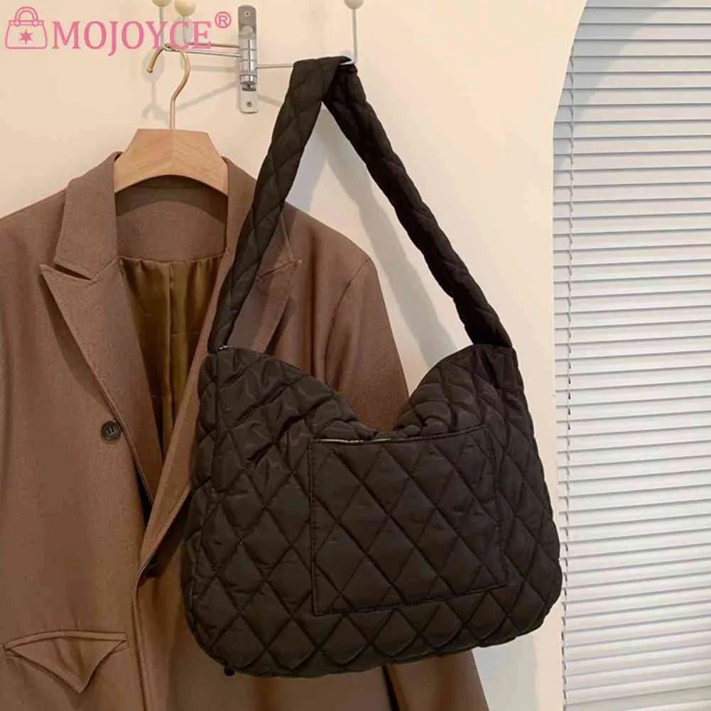 Women's Cotton-padded Quilted Handbag Tote - Winter Style