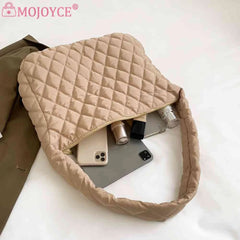 Women's Cotton-padded Quilted Handbag Tote - Winter Style