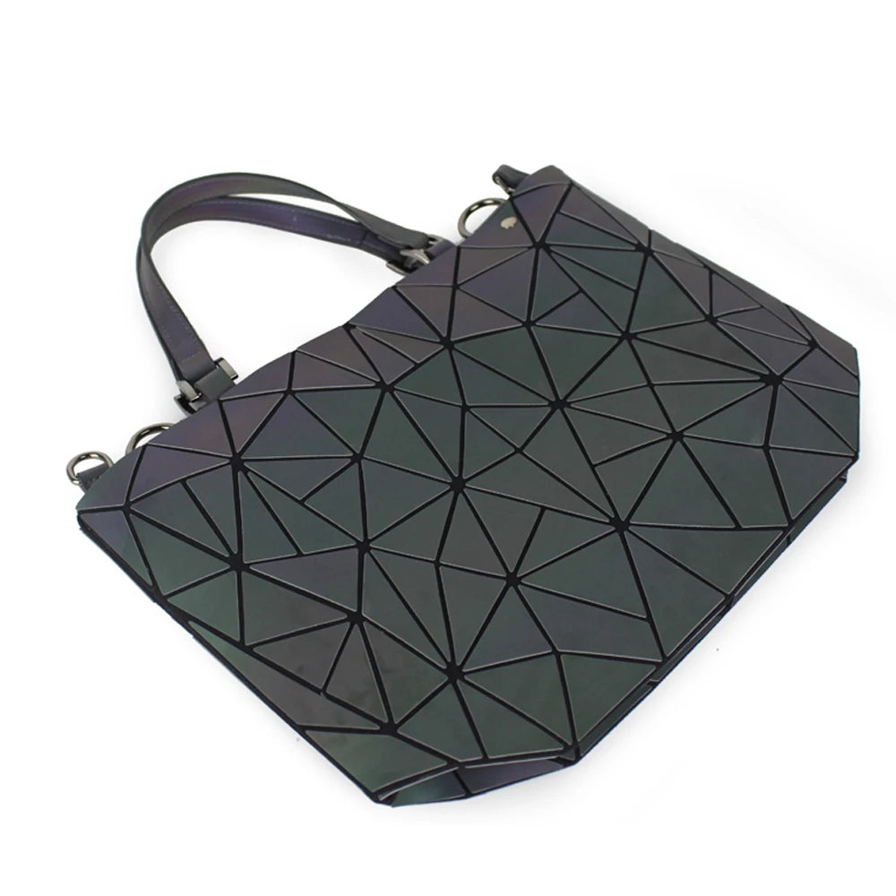 Geometric Luminous Shoulder Bag Fold Handbags Bucket Bag