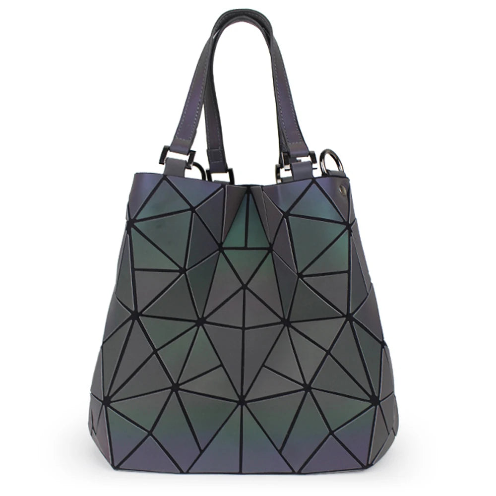 Geometric Luminous Shoulder Bag Fold Handbags Bucket Bag