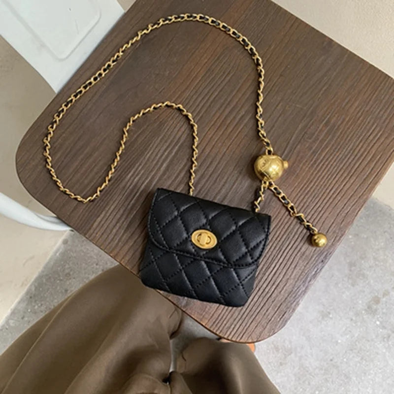 Women Metal Chain Mini Bag Waist Bag Dress Jeans Decorative Accessory