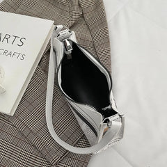 Women PU Leather Shoulder Bag with Newspaper Print Design