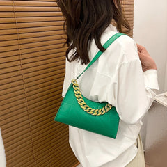 PU Leather Rhombus Shoulder Bag Chain Underarm Zipper Handbags