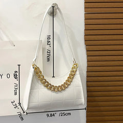 PU Leather Rhombus Shoulder Bag Chain Underarm Zipper Handbags