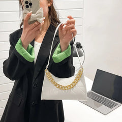 PU Leather Rhombus Shoulder Bag Chain Underarm Zipper Handbags