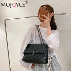 Women PU Messenger Bag Casual Ladies Chain Solid Flap Handbags