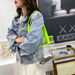 Women PVC Transparent Handbag Clear Shoulder Casual Beach Tote Bag