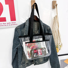 Women PVC Transparent Handbag Clear Shoulder Casual Beach Tote Bag