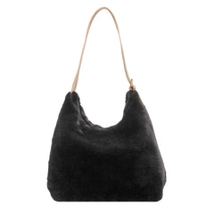 Women Plush Double Strap Handbag Soft Fur Large Capacity Purse