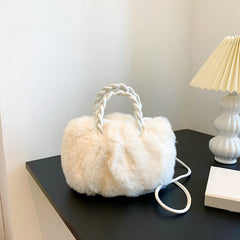 Women Plush Shoulder Bags Soft Crossbody Bags Winter Fluffy Fur Handle Bags
