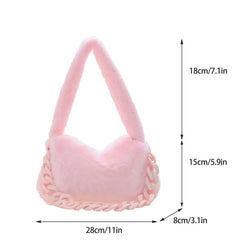 Women Plush Underarm Bags Soft Fluffy Casual Shoulder Bag Winter