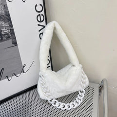 Women Plush Underarm Bags Soft Fluffy Casual Shoulder Bag Winter